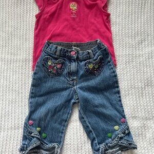 Adorable Pink Top and Blue Jeans Set for Kids